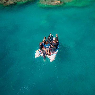 a person in a pool of water
